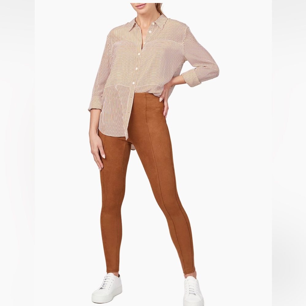 Camel colored suede Spanx leggings. NWT.